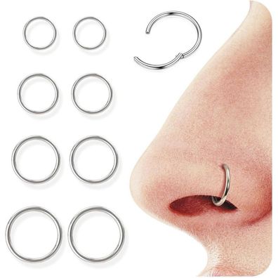 Diamday 8 Stück Nasenpiercing Ringe 16G/18G Chirurgenstahl Septum Ring Hoop