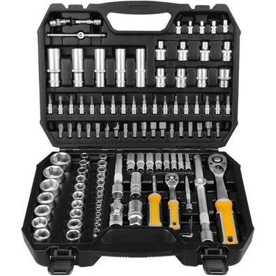 Hoteche 110-teiliges Steckschlüsselsatz 1/4" & 1/2" Werkzeugkoffer-Set