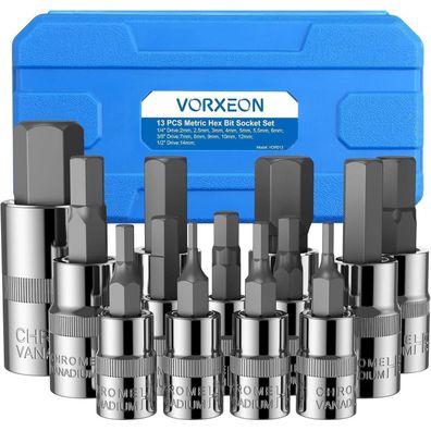 Vorxeon Sechskant Steckschlüssel Set 13tlg. Metric 2-14mm, S2 Alloy Steel