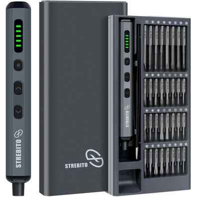 Strebito Mini-Elektroschrauber-Set 70-in-1: Kabellos, 64 S2-Bits, 5