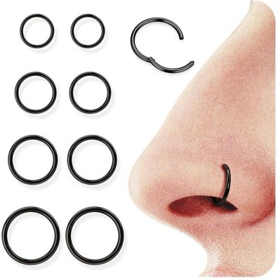 Diamday 8er Nasenpiercing Ring Set 16G/18G Chirurgenstahl Septum Hoop Helix