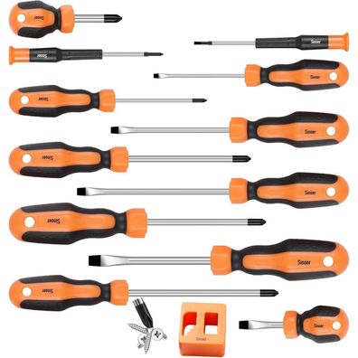 Sinoer 13-teiliges Magnetschraubendreher-Set mit 12 Spitzen und Magnetisierer