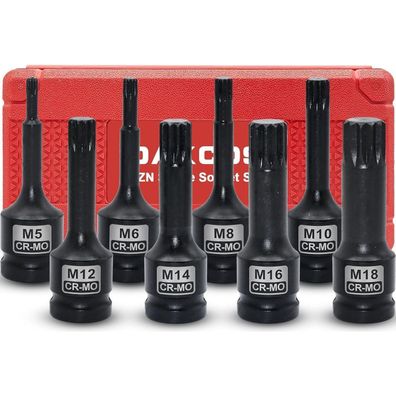 DAKCOS 1/2" XZN Vielzahn Schlagschrauber Nüsse, 8-tlg Innenvielzahn