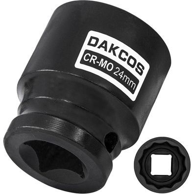 DAKCOS 24mm Vielzahn Nuss, 1/2" Antrieb, 12-Kant, CR-MO