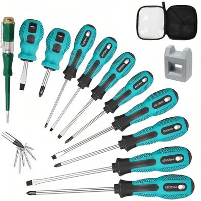 PhieeSeriy 11-teiliges Schraubendreher-Set magnetisch mit Spannungsprüfer
