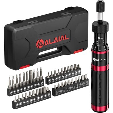 ALAIAL Drehmomentschraubendreher Set 1-6 Nm, 41-teilig, 1/4 Zoll, Rot