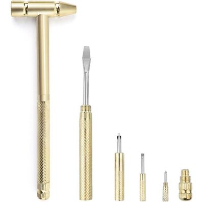 Aiyiben 6 in 1 Mini-Multifunktionshammer & Schraubendreher Set, Gelb