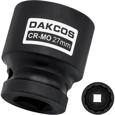 DAKCOS SW 27mm Vielzahn Schlagschrauber Nuss 12 Kant 1/2 Zoll CR-MO