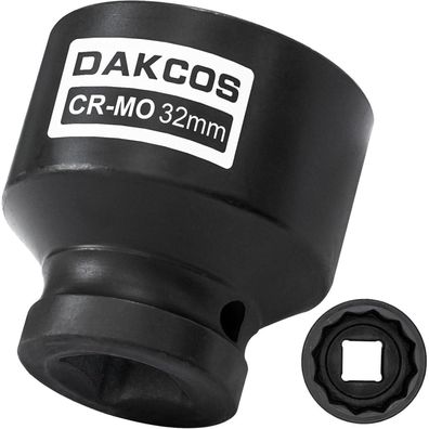 DAKCOS Vielzahn Nuss SW 32mm, 1/2 Zoll Antrieb, 12-Kant, CR-MO