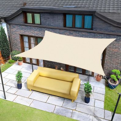 Sunnylaxx 3x3m Sonnensegel Quadrat, Wasserdicht, Helles Khaki, 95% UV-Schutz