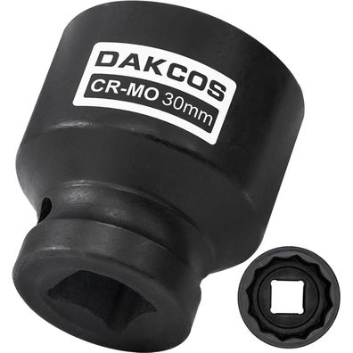 DAKCOS SW 30mm Vielzahn Nuss für Schlagschrauber, 1/2" Antrieb, 12-Kant, CR-MO