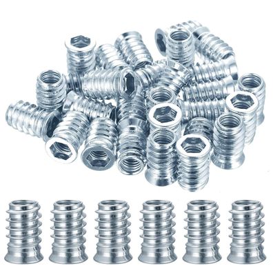 XxinXrong 40 Stück Einschraubmutter M10 x 25mm, Gewindeeinsatz für Holzmöbel