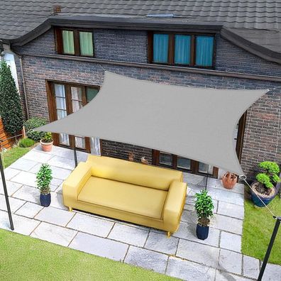 Sunnylaxx Sonnensegel Rechteckig 2x4m Grau, Wasserdicht, 95% UV-Schutz für