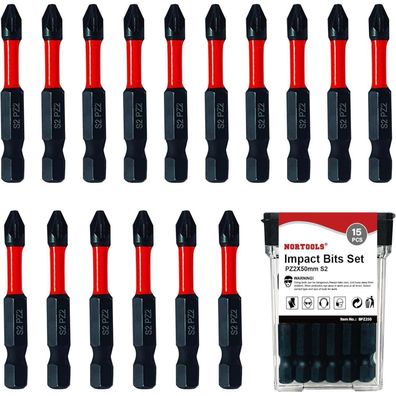 Nortools Magnetisches Kreuzschlitz-Schraubendreher-Bit-Set aus S2-Stahl, 50mm