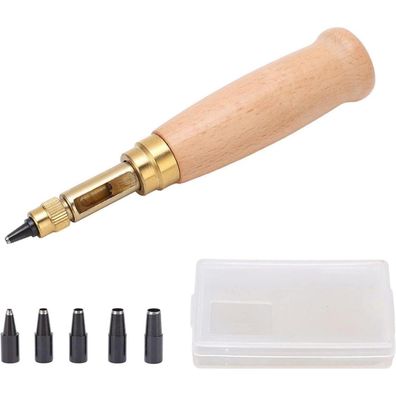 Buachois Automatischer Lederlocher mit Holzgriff - 6 Größen (1,5-4mm)