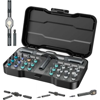 OQIMAX 24in1 Ratschenschraubendreher Set - Magnetisch, Abnehmbarer Griff, 24 S2