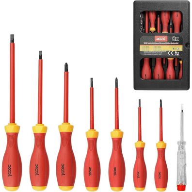 XOOL 8-teiliges VDE Isolierte Schraubenzieher Set 1000V, Chrom-Vanadium-Stahl
