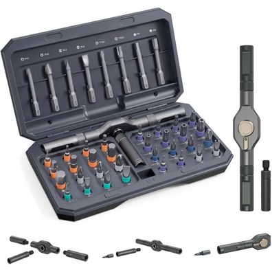 OQIMAX 42-in-1 Magnetischer Schraubendreher Set mit Ratschenmechanismus, 40