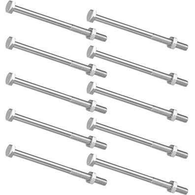 XxinXrong 10 Stück Sechskantschrauben M10 x 160 mm, verzinkt, Teilgewinde für