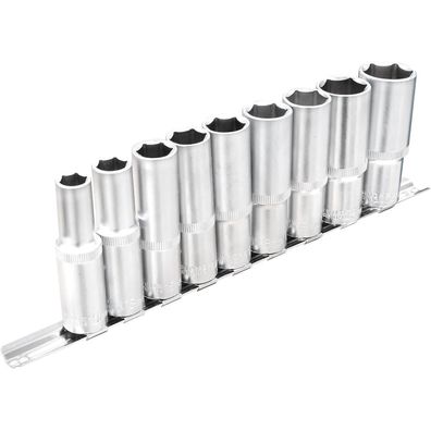 DAKCOS 1/2" Steckschlüssel-Einsatz-Satz, Sechskant 10-24 mm, tief, CR-V