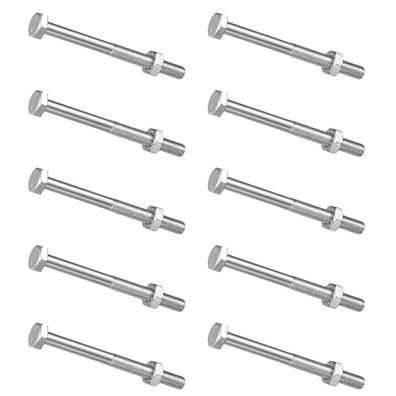 XxinXrong 10 Stück Sechskantschrauben M10 x 120 mm verzinkt