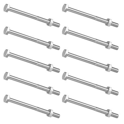 XxinXrong 10 Stück M10x140mm Sechskantschrauben mit Schaft, verzinkt