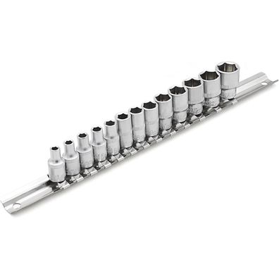 DAKCOS 1/4" Steckschlüssel-Einsatz-Satz Sechskant 4-14 mm, mattiert, CR-V
