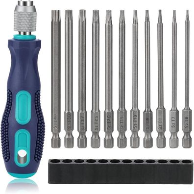 Nutmanel Torx Schraubendreher Bit Set 13-tlg., 1/4 Zoll, 100mm, S2 Stahl, mit