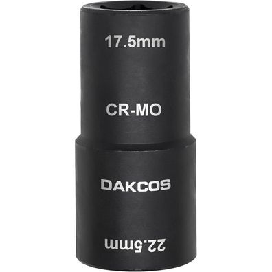 DAKCOS Schlagschrauber Nuss 17,5 x 22,5 mm, 1/2" Antrieb, CR-MO, für Alufelgen