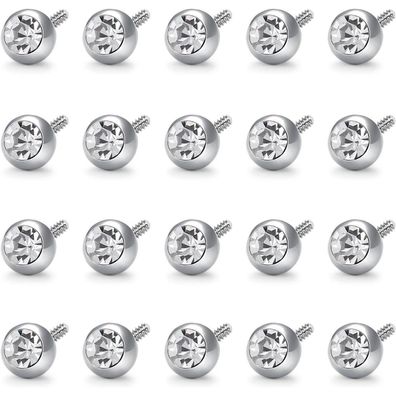 FECTAS 20er Piercing Kugeln Set Chirurgenstahl Silber Ersatzkugel Schraubkugel