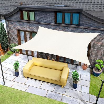 Sunnylaxx Sonnensegel Rechteckig 3,5x4,5m Creme - Wasserdicht mit 95% UV-Schutz