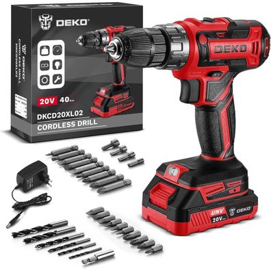 Dekopro 20V Akku-Bohrschrauber Set, 30-teilig, 40Nm Max, 2-Gang, LED Licht