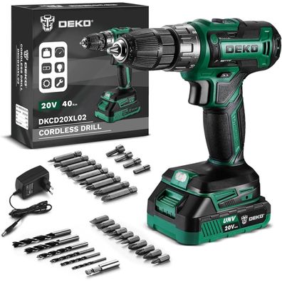 Dekopro 20V Akkuschrauber Set mit 30-teiligem Zubehör, 18 + 1 Drehmomentstufen