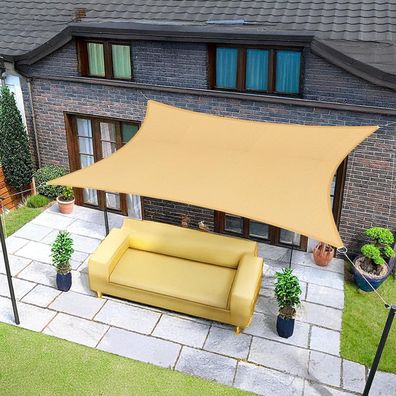 Sunnylaxx Sonnensegel Rechteckig 2x4m Wasserdicht Sonnenschutz Sand 95