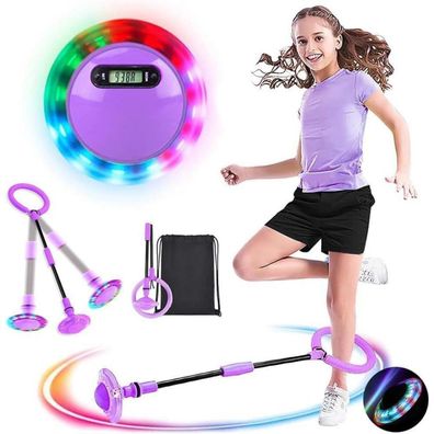 Meishang Swing Wheel mit Lichtrad und Zähler - Faltbarer Springring Fußkreisel