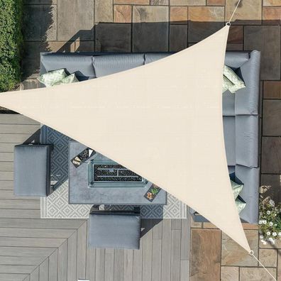Sunnylaxx Sonnensegel Dreieckig 3x3x3m, Wasserdicht, 95% UV-Schutz, Helles Khaki
