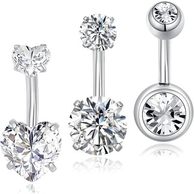 Besyvvin 3er Bauchnabelpiercing Set Chirurgenstahl Silber Gold 6mm Damen