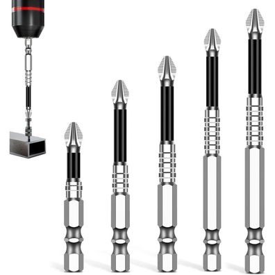 FIGCY Magnetischer PH2 Kreuz-Bit Satz für Akkuschrauber, Anti-Rutsch, 5 Größen