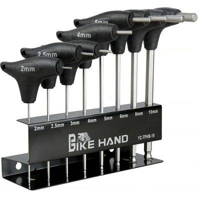 BIKE HAND 8-teiliges Innensechskantschlüssel Set mit T-Griff und Werkzeughalter