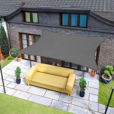 Sunnylaxx Sonnensegel Rechteckig 2x3m, Wasserdicht, Anthrazit, 95% UV-Schutz