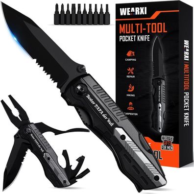 WEARXI Multitool Taschenmesser für Papa - Vatertagsgeschenk, Klappmesser mit 13