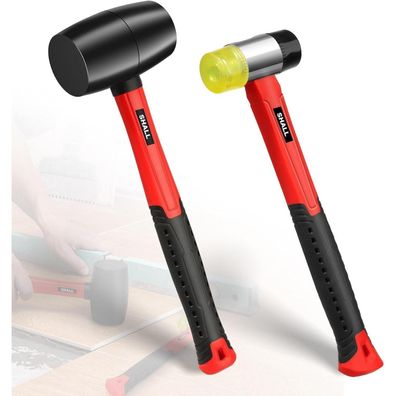 SHALL 2-teiliges Gummihammer-Set mit 450g Hammer und 40mm Doppelseiten-Hammer