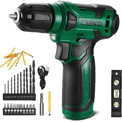 Dekopro 8V Akkuschrauber mit 42-teiligem Zubehör, Bohrer-Set, LED, Typ-C