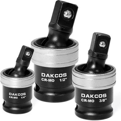 DAKCOS 3-tlg. Kraft-Kugelgelenk Kreuzgelenk-Set 1/4" 3/8" 1/2" CR-MO