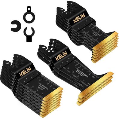 KELIN 16tlg Titan-Beschichtete Multitool Sägeblätter für OIS Werkzeuge (Nicht
