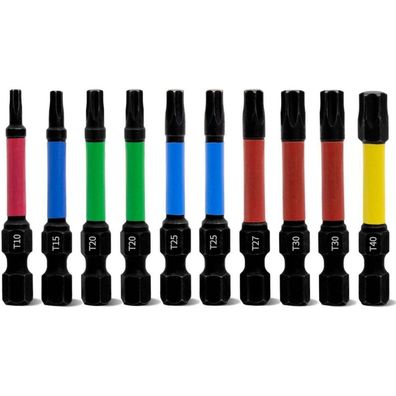 Meccion 10tlg. Torx Schrauber Bit Set 50mm Länge T10-T40 Sicherheitsstern