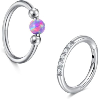 Briana Williams 2er Set Nasenring Hoop Segment Clicker Piercing 16G Edelstahl