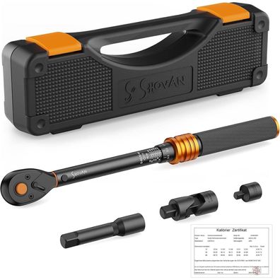 ss shovan Drehmomentschlüssel 3/8 Zoll, 5-60 Nm, 72 Zähne, Set mit Zubehör für