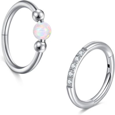 Briana Williams 2er Set Nasenring Segment Clicker Piercing 16G Edelstahl