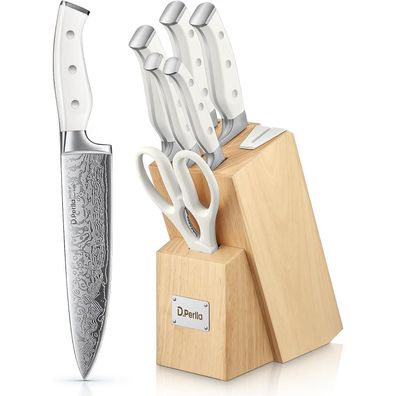 D. Perlla 7-teiliges Messerset mit selbstschärfendem Holz-Messerblock